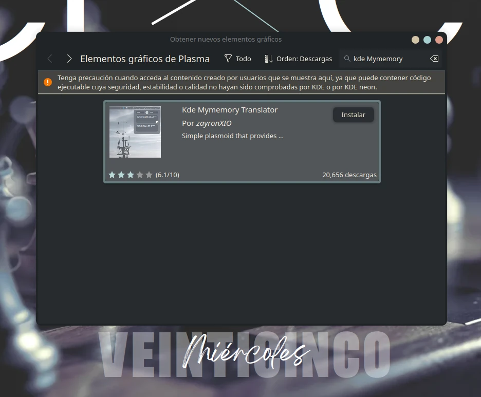 Instalación de MyMemory Translator en KDE Plasma